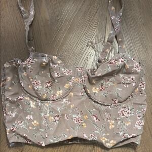 Blush BJ Floral Bustier Top – Size Small milkmaid, Y2K